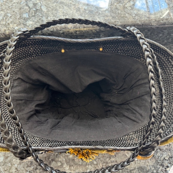 MacKenzie Childs RARE Handbag. Black "Bucket Bag" w/gorgeous detail Estate Find - Picture 5 of 12